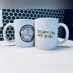 Margaritaville Coffee Shop Mug Set of 2 White Ceramic Escape the Daily Grind